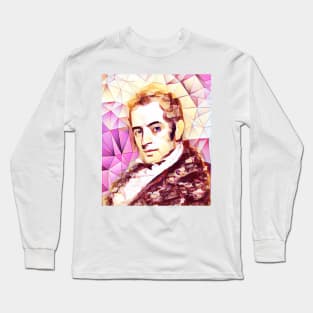 Washington Irving Pink Portrait | Washington Irving Artwork 9 Long Sleeve T-Shirt